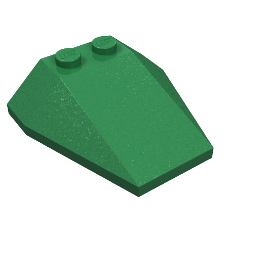 Brick Wedged, Sloped 4 × 4 Triple, No Stud Notches Green