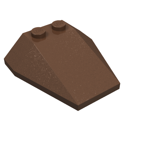 Brick Wedged, Sloped 4 × 4 Triple, No Stud Notches Brown