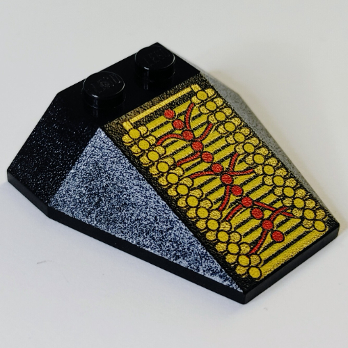 Brick Wedged, Sloped 4 × 4 Triple, No Stud Notches with Metallic Roboforce Print Schwarz