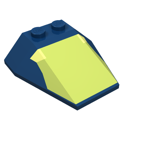 Brick Wedged, Sloped 4 × 4 Triple, No Stud Notches with Mini Slave I Print Dark Blue