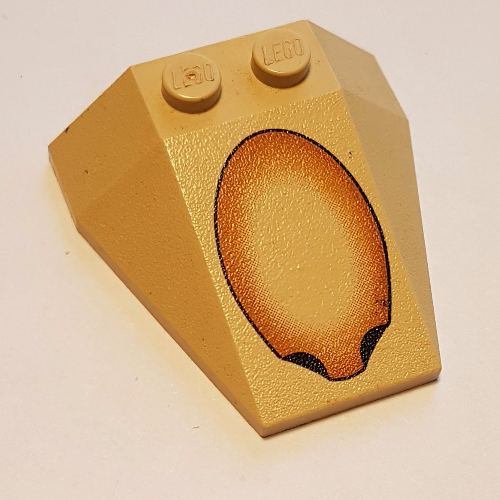 Brick Wedged, Sloped 4 × 4 Triple, No Stud Notches with Brown Oval Print Beige