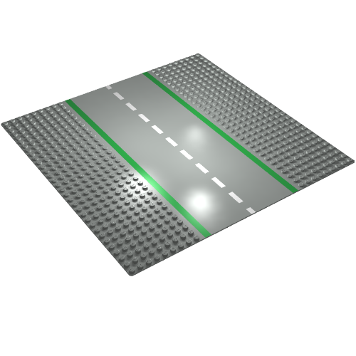 Baseplate 32 × 32 with 9-Stud Straight and Road Print Hellgrau