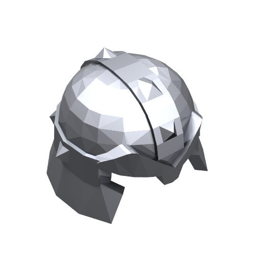 Helmet Castle with Cheek Protection and Studded Bands Metallic Silver