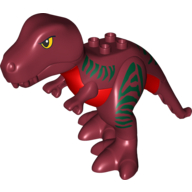 Duplo Dinosaur Tyrannosaurus Rex Adult Large with Dark Green Stripes Print Dunkelrot