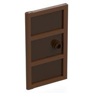 Door 1 × 4 × 6 with 3 Panes and Stud Handle with Reddish Brown Glass Dunkelbraun