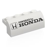 Brick Curved 2 × 4 × 1 1/3 with 'POWERED BY HONDA' print White