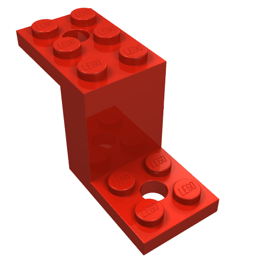 Bracket 5 × 2 × 2 1/3 with Holes, Smooth Bottom Red