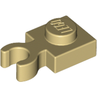 Plate Special 1 × 1 with Clip Vertical [Thick Open O Clip] Tan