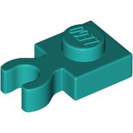 Plate Special 1 × 1 with Clip Vertical [Thick Open O Clip] Dunkeltürkis