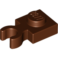 Plate Special 1 × 1 with Clip Vertical [Thick Open O Clip] Reddish Brown