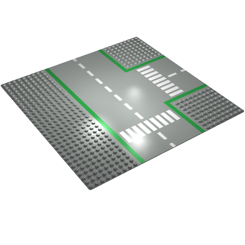 Baseplate 32 × 32 with 9-Stud T Intersection with Road Print Light Gray