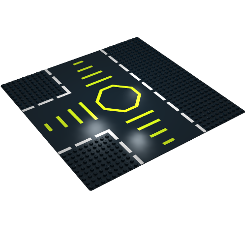 Baseplate 32 × 32 with 9-Stud T Intersection with Green Octagon Print Schwarz