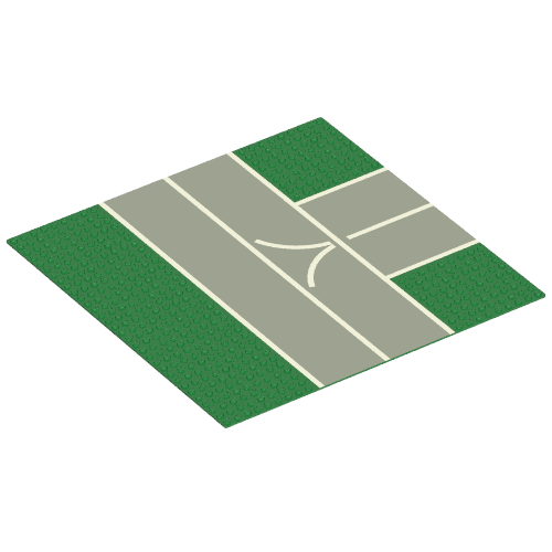 Baseplate 32 × 32 with 9-Stud T Intersection with Road / Runway Print Green