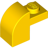Brick Curved 1 × 2 × 1 1/3 with Curved Top Yellow