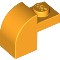Bogenstein 1 × 2 × 1 1/3 mit gebogen oben Leuchtendes Hellorange