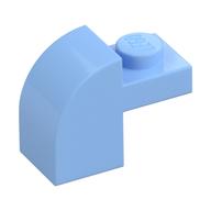 Bogenstein 1 × 2 × 1 1/3 mit gebogen oben Leuchtendes Hellblau