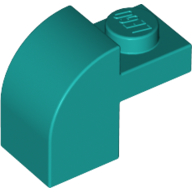 Bogenstein 1 × 2 × 1 1/3 mit gebogen oben Dunkeltürkis