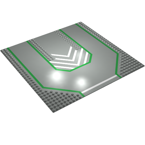 Baseplate 32 × 32 with 9-Stud Straight, 3-Lanes and Chevrons Print