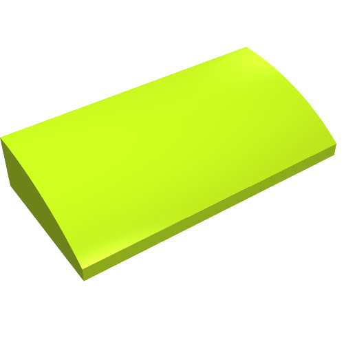 Brick Curved 2 × 4 × 2/3 No Studs [No Bottom Tubes] Lime