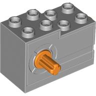 Windup Motor 2 × 4 × 2 1/3 with Orange Release Button in Hellblaugrau