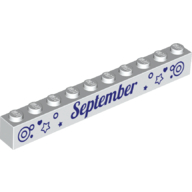 Brick 1 × 10 with Dark Purple 'September' and 'October' Print on Opposite Sides Weiß