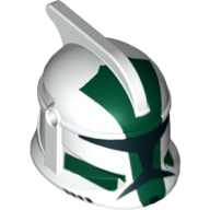 Helmet Clone Trooper Phase 1, with Side Holes, Dark Green Highlights Print (Clone Commander Gree) White