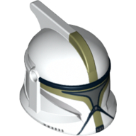 Helmet Clone Trooper Phase 1, with Side Holes, Sergeant, Olive Green Markings and Silver Visor Print White