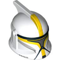 Helmet Clone Trooper Phase 1, with Side Holes, Commander, Yellow Markings and Silver Visor Print White