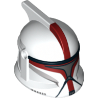 Helmet Clone Trooper Phase 1, with Side Holes, Captain, Dark Red Markings and Silver Visor Print White