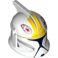 Helmet Clone Trooper Phase 1, with Side Holes, Clone Pilot, Yellow Markings and Black Visor Print White