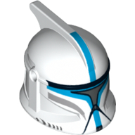 Helmet Clone Trooper Phase 1, with Side Holes, Lieutenant, Dark Azure Markings and Silver Visor Print White