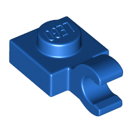 Plate Special 1 × 1 with Clip Horizontal [Thick Open O Clip] Blue