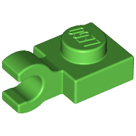 Plate Special 1 × 1 with Clip Horizontal [Thick Open O Clip] Hellgrün