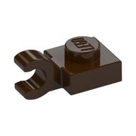 Plate Special 1 × 1 with Clip Horizontal [Thick Open O Clip] Dunkelbraun