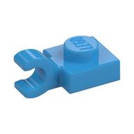 Plate Special 1 × 1 with Clip Horizontal [Thick Open O Clip] Dunkelazur
