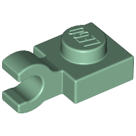 Plate Special 1 × 1 with Clip Horizontal [Thick Open O Clip] Sand Green
