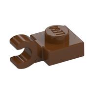 Plate Special 1 × 1 with Clip Horizontal [Thick Open O Clip] Reddish Brown