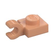 Plate Special 1 × 1 with Clip Horizontal [Thick Open O Clip] Nougat