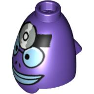 Minifig Head Special, Conical, Fish with Light Blue Eyes and Lips Print (Spongebob Doctor) Dunkellila