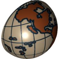 Dome Hemisphere 2 × 2 with Cutout with Reddish Brown Americas and South Pacific Globe Print Dunkelbeige