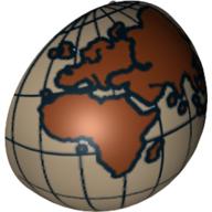 Dome Hemisphere 2 × 2 with Cutout with Reddish Brown Europe, Africa, Asia, Australia Globe Print