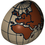 Dome Hemisphere 2 × 2 with Cutout with Dark Brown Europe, Africa, Asia, Australia Globe Print Dunkelbeige