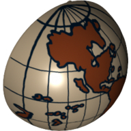 Dome Hemisphere 2 × 2 with Cutout with Dark Brown Americas and South Pacific Globe Print Dunkelbeige