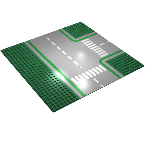 Baseplate 32 × 32 with 8-Stud T Intersection with Road and Crosswalks Print Green