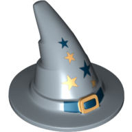 Hat, Wizard, Gold Buckle and Stars Print Sandblau
