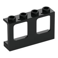 Window 1 × 4 × 2 Plane, Hollow Studs, Single Hole Top and Bottom for Glass Black