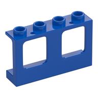 Window 1 × 4 × 2 Plane, Hollow Studs, Single Hole Top and Bottom for Glass Blau