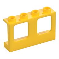 Window 1 × 4 × 2 Plane, Hollow Studs, Single Hole Top and Bottom for Glass Yellow
