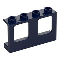 Window 1 × 4 × 2 Plane, Hollow Studs, Single Hole Top and Bottom for Glass Dark Blue
