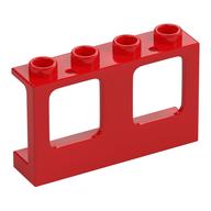 Window 1 × 4 × 2 Plane, Hollow Studs, Single Hole Top and Bottom for Glass Red